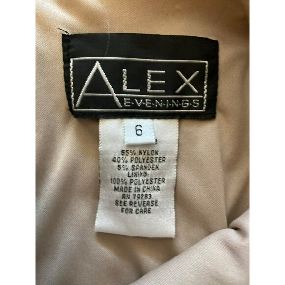 Alex Evenings Sequin Lace Sheath Dress Gold/Tan Cap Sleeve Size 6 - Picture 3 of 6